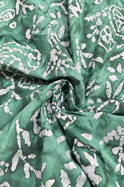 Twin Flowers Batik Printed Jacquard Pure Cotton Fabric