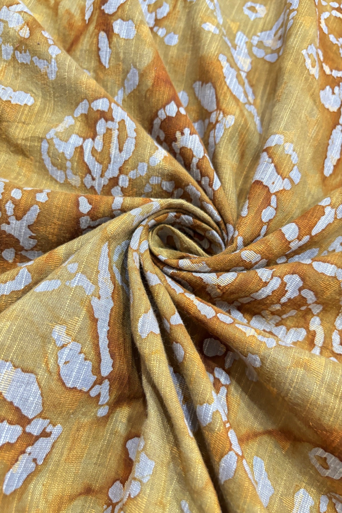 Twin Flowers Batik Printed Jacquard Pure Cotton Fabric