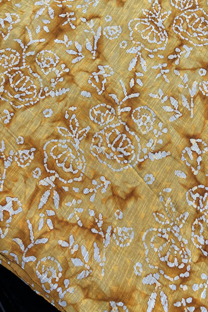 Twin Flowers Batik Printed Jacquard Pure Cotton Fabric