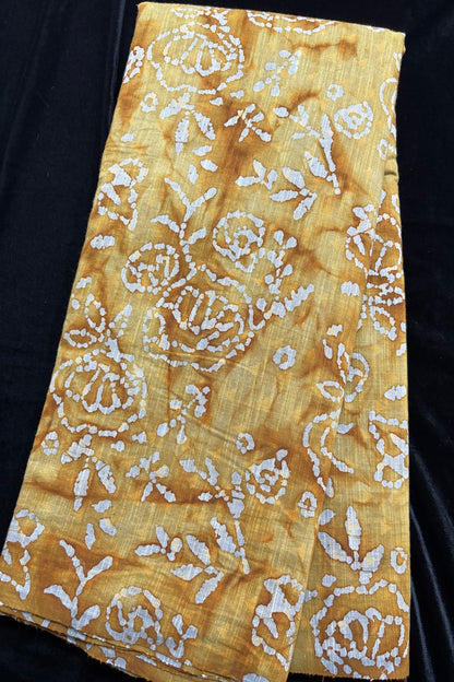 Twin Flowers Batik Printed Jacquard Pure Cotton Fabric