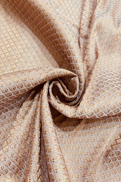 Mini Leaf Meenakari Woven Pure Tissue Katan Silk Fabric