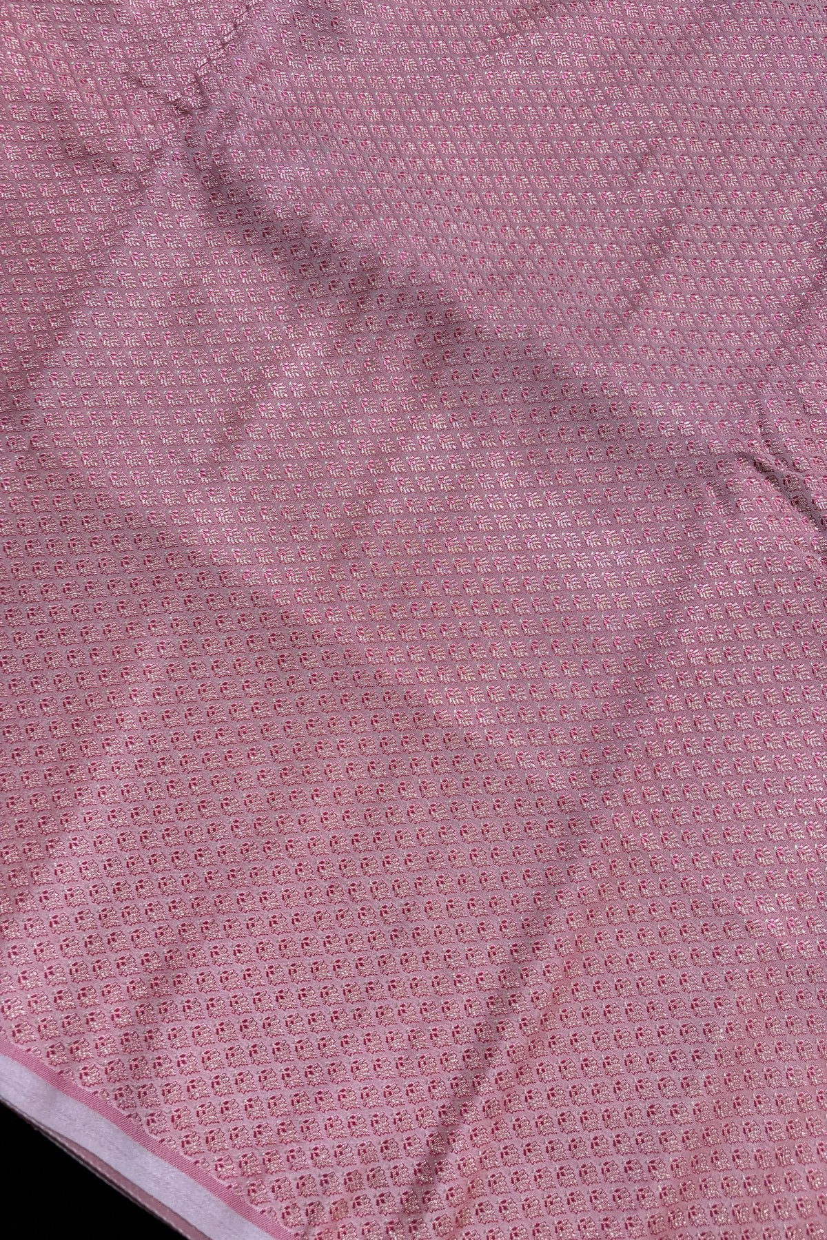 Mini Leaf Meenakari Woven Pure Tissue Katan Silk Fabric
