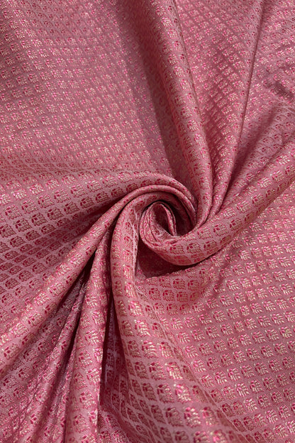 Mini Leaf Meenakari Woven Pure Tissue Katan Silk Fabric