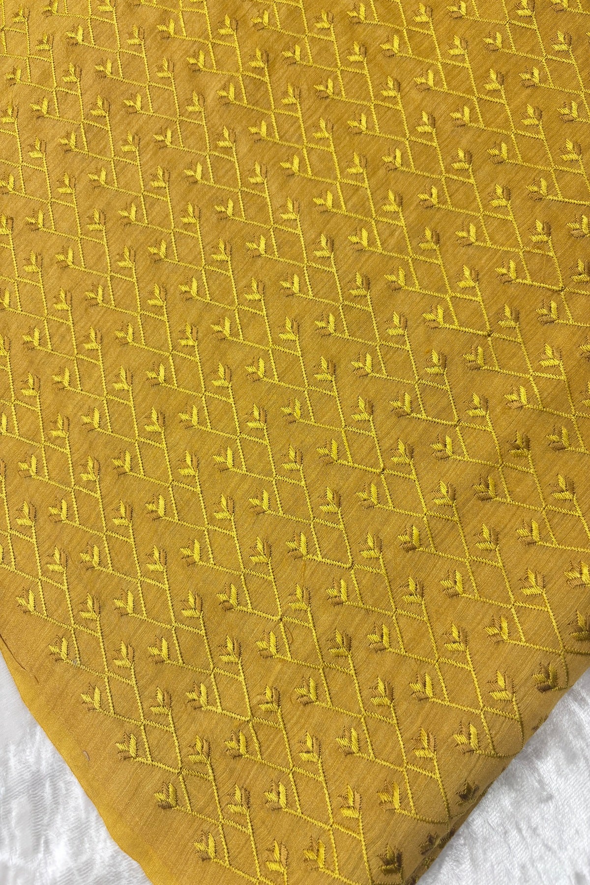 Pure Munga Silk Cross Designs Embroidered Fabric  With Dual Shaded Threads