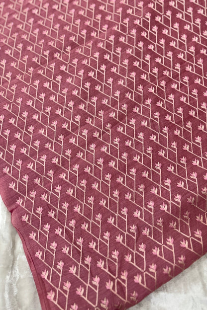 Pure Munga Silk Cross Designs Embroidered Fabric  With Dual Shaded Threads