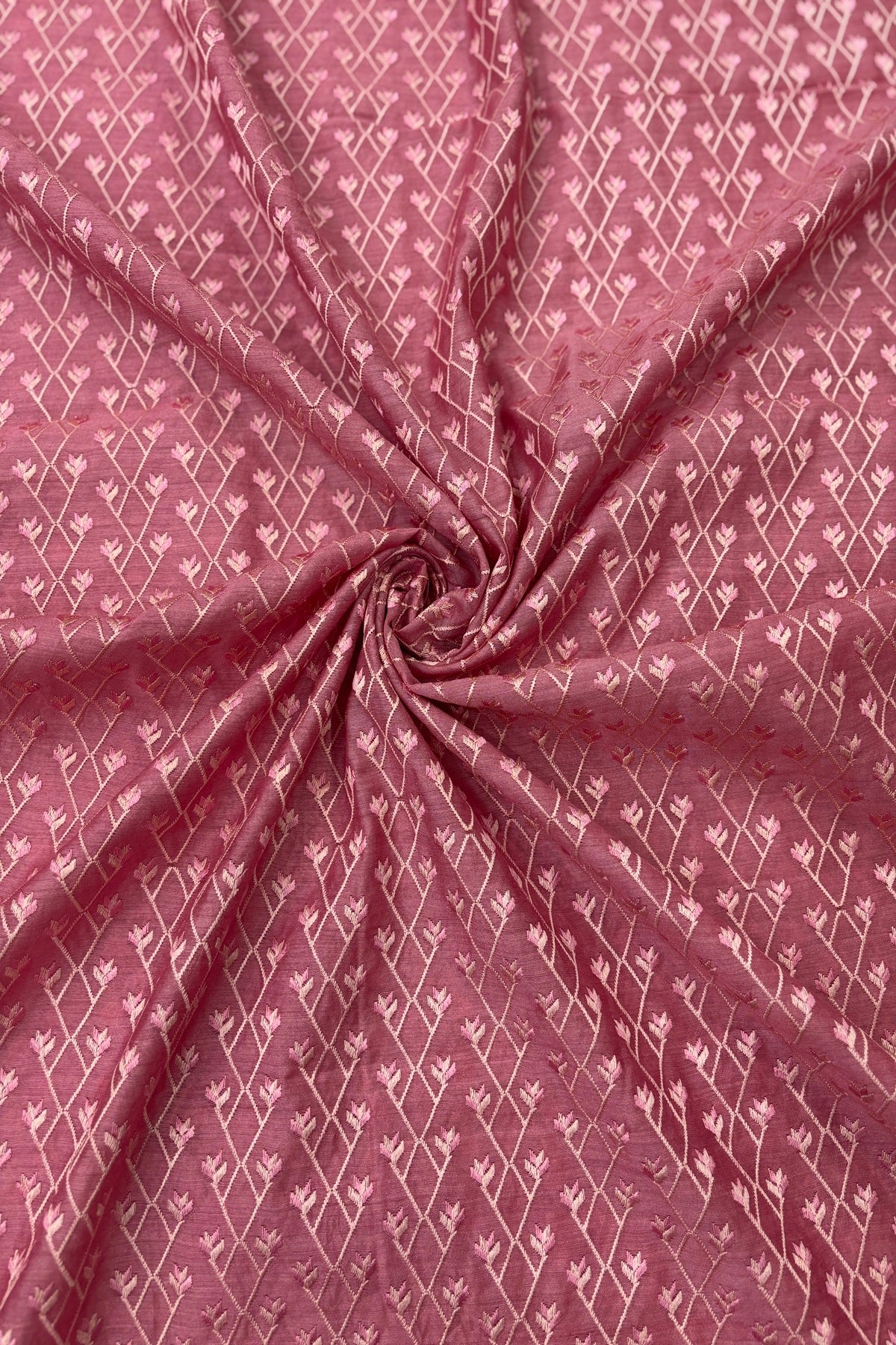 Pure Munga Silk Cross Designs Embroidered Fabric  With Dual Shaded Threads
