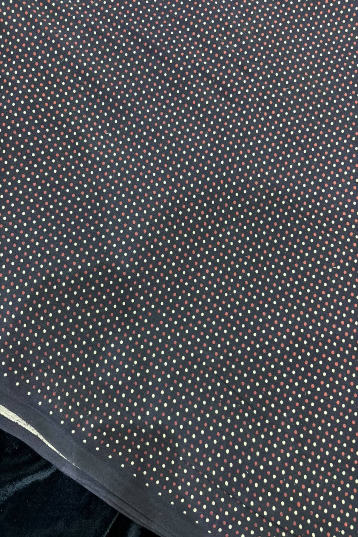 Pin Dots Ajrak Handloom Block Printed Pure Cotton Fabric