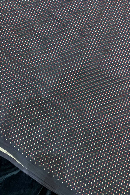 Pin Dots Ajrak Handloom Block Printed Pure Cotton Fabric