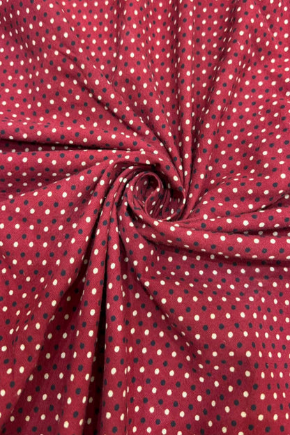 Pin Dots Ajrak Handloom Block Printed Pure Cotton Fabric