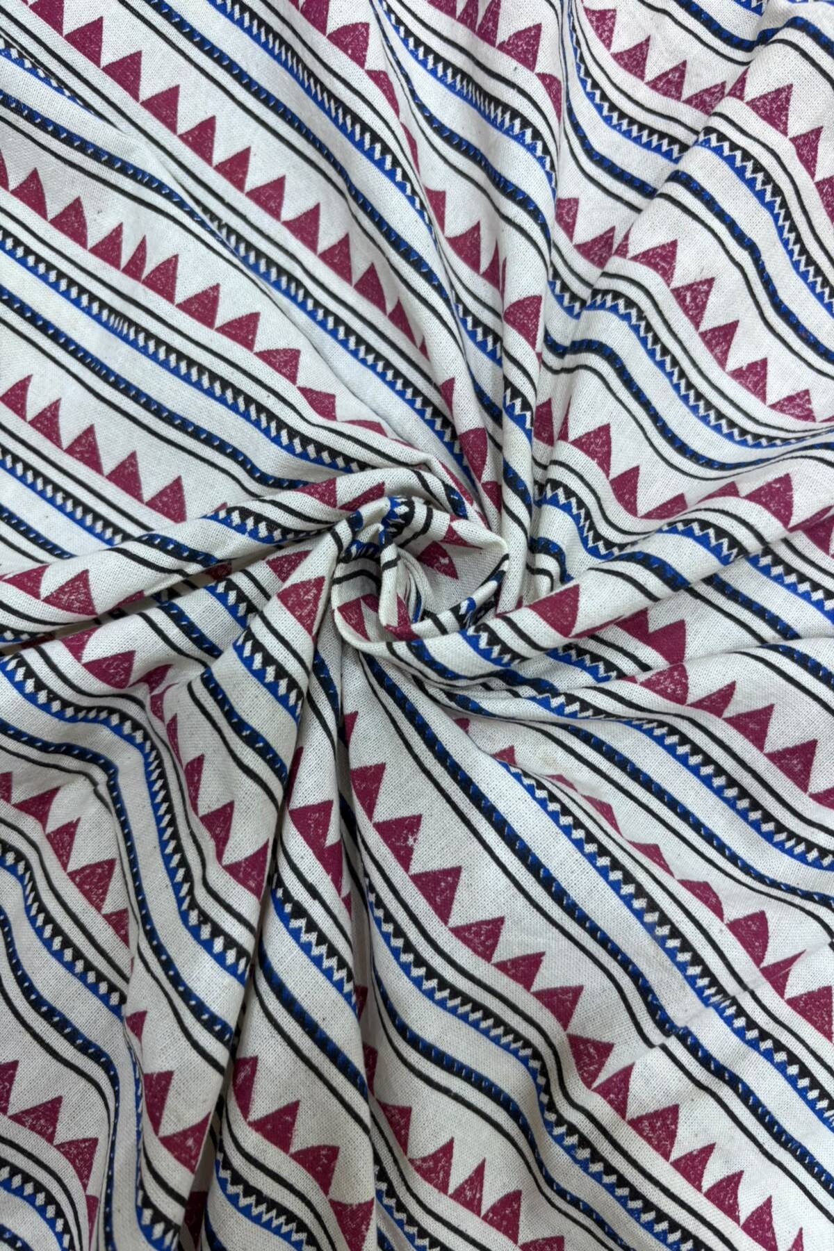 Temple Border Ajrak Handblocked Printed Pure Cotton Fabric