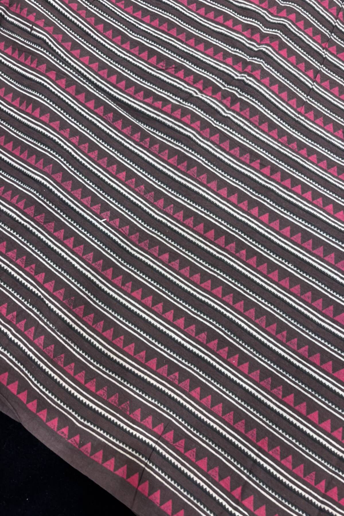 Temple Border Ajrak Handblocked Printed Pure Cotton Fabric