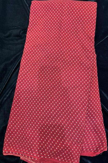 Pin Dots Ajrak Handloom Block Printed Pure Cotton Fabric