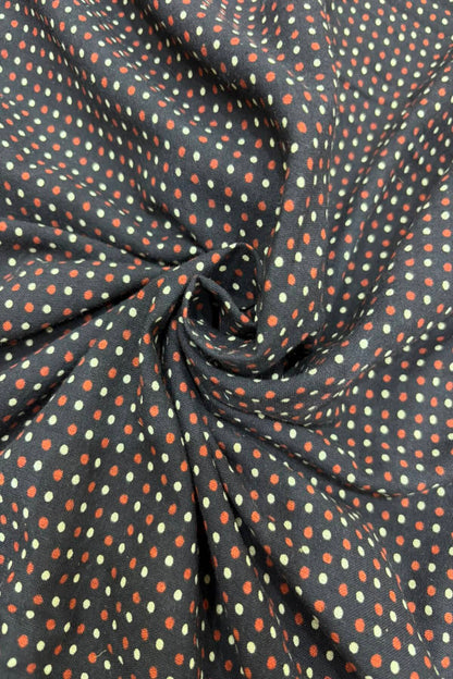 Pin Dots Ajrak Handloom Block Printed Pure Cotton Fabric