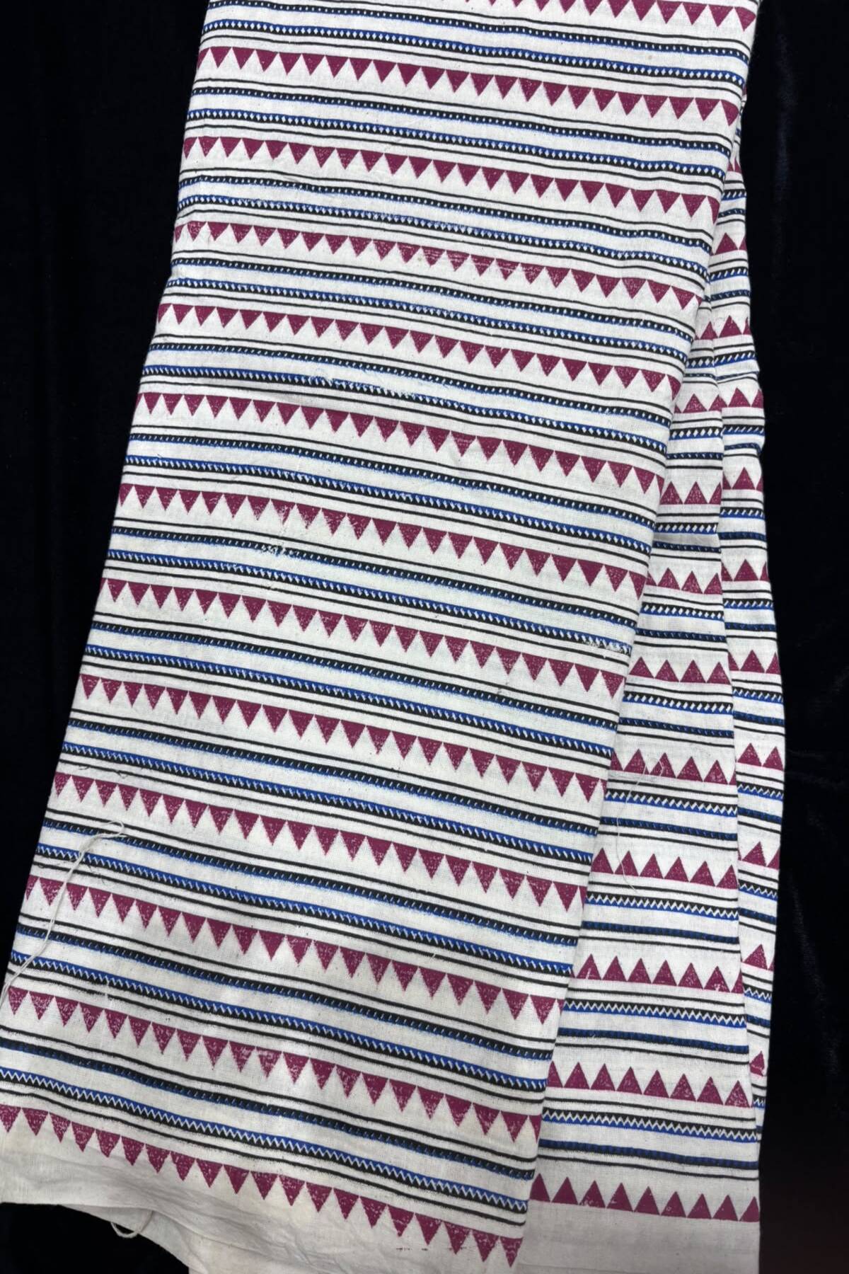 Temple Border Ajrak Handblocked Printed Pure Cotton Fabric