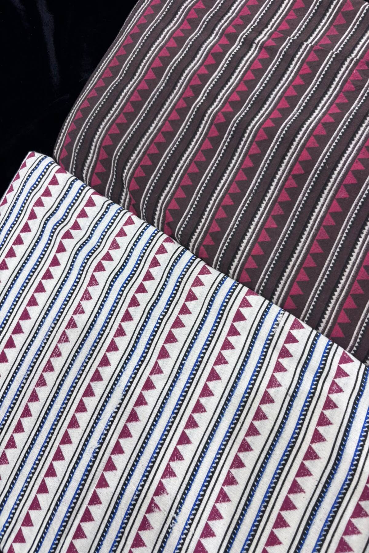 Temple Border Ajrak Handblocked Printed Pure Cotton Fabric