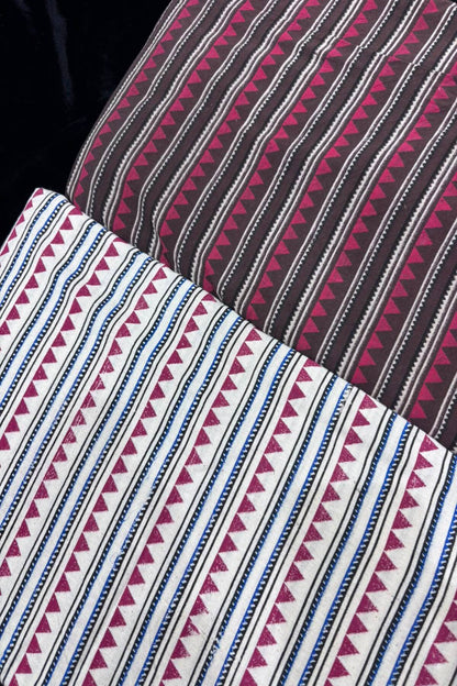 Temple Border Ajrak Handblocked Printed Pure Cotton Fabric