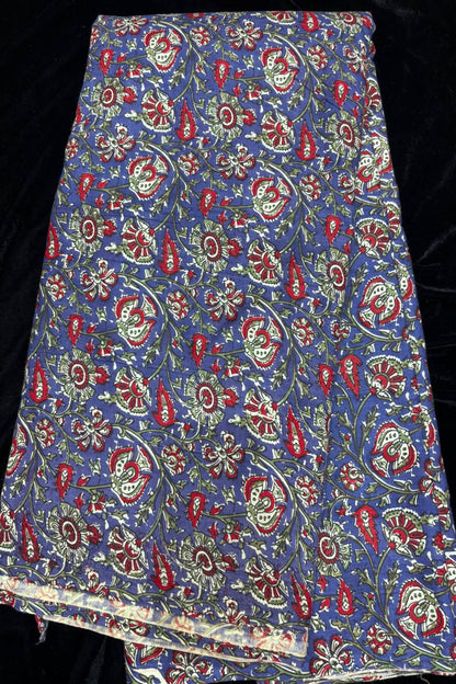 Kalamkari Inspired Hand Block Printed Pure Cotton Fabric