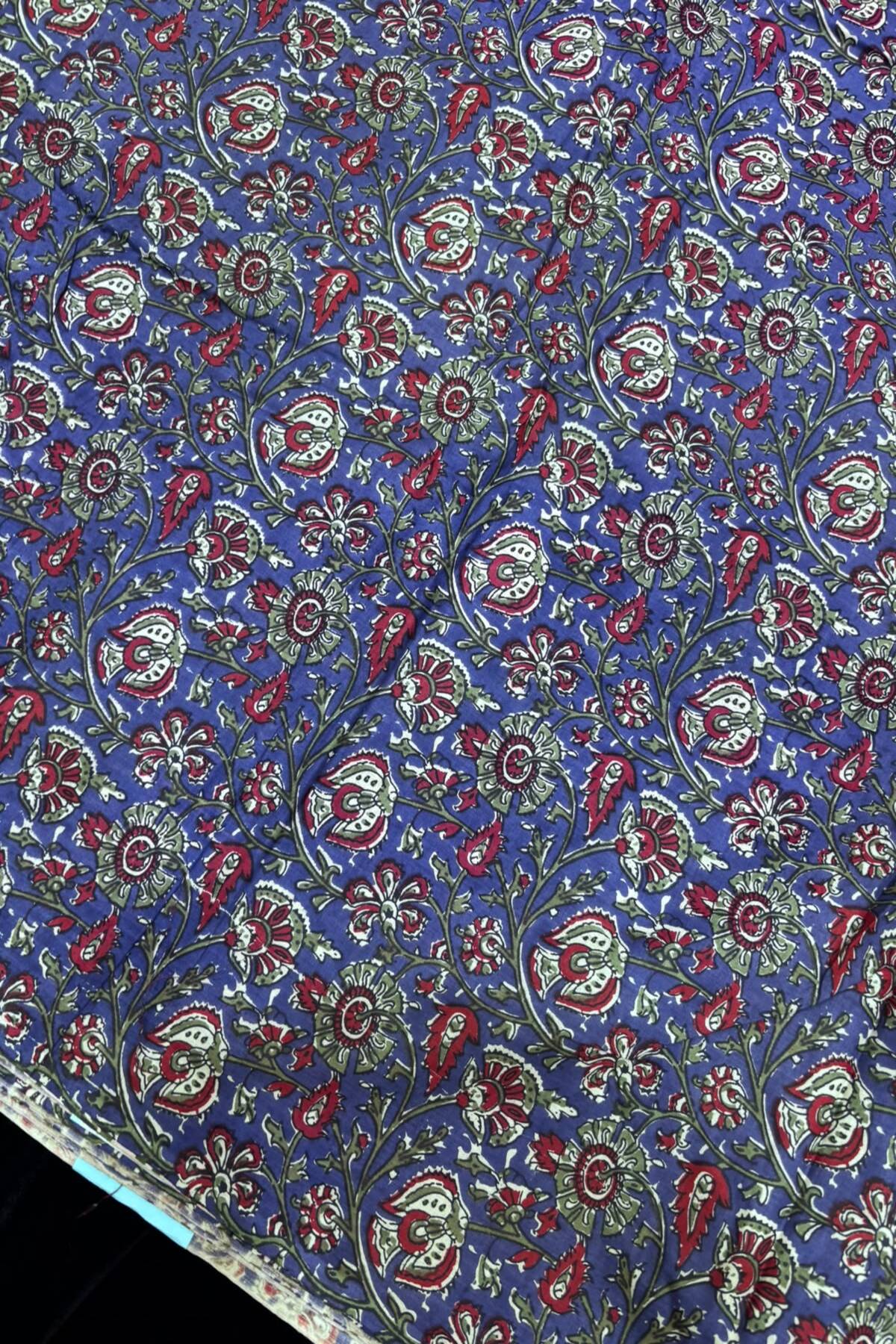 Kalamkari Inspired Hand Block Printed Pure Cotton Fabric