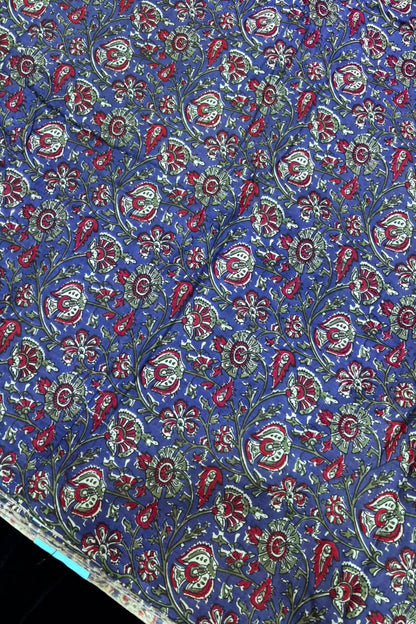Kalamkari Inspired Hand Block Printed Pure Cotton Fabric