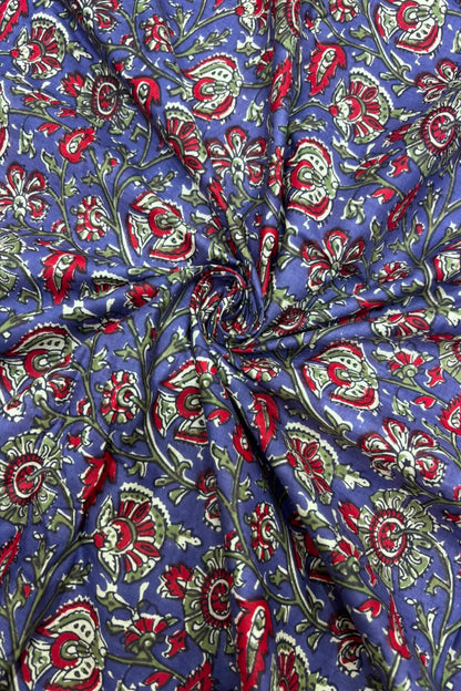 Kalamkari Inspired Hand Block Printed Pure Cotton Fabric