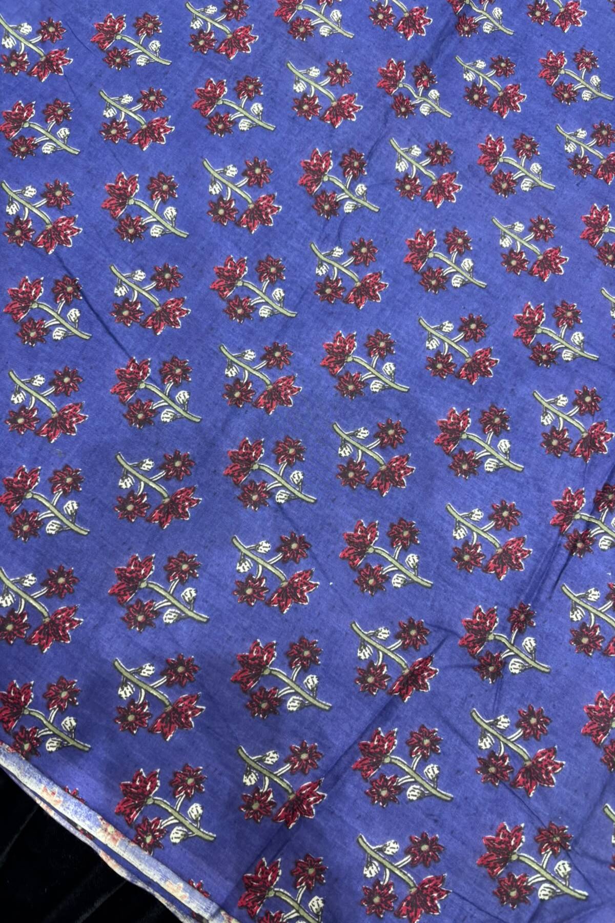 Fleur De Lis Inspired Kalamkari Hand Block Printed Pure Cotton Fabric