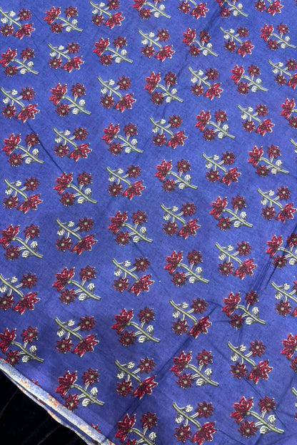 Fleur De Lis Inspired Kalamkari Hand Block Printed Pure Cotton Fabric