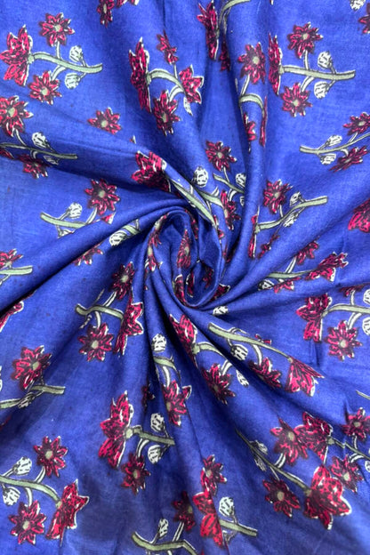 Fleur De Lis Inspired Kalamkari Hand Block Printed Pure Cotton Fabric