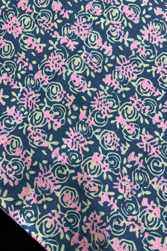 Acanthus Styled Hand Block Printed Pure Cotton Fabric