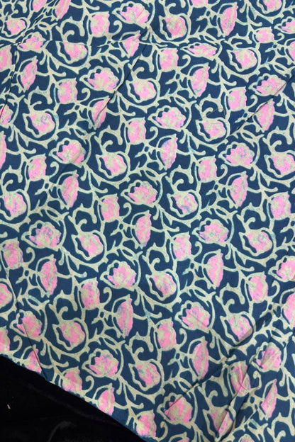 Inverted Flower Cups Hand Block Printed Pure Cotton Fabric