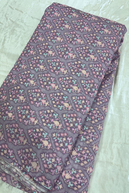 Soft Lillac Mughal Motifs Embroidered & Highlighted With Sequins Rawsilk fabric