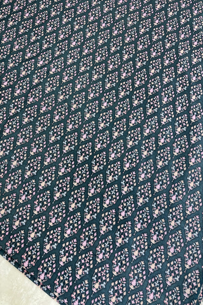 Charcoal Grey Mughal Motifs Embroidered & Highlighted With Sequins Rawsilk fabric