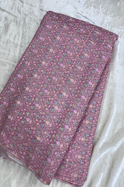 Soft Pink Mughal Motifs Embroidered & Highlighted With Sequins Rawsilk fabric