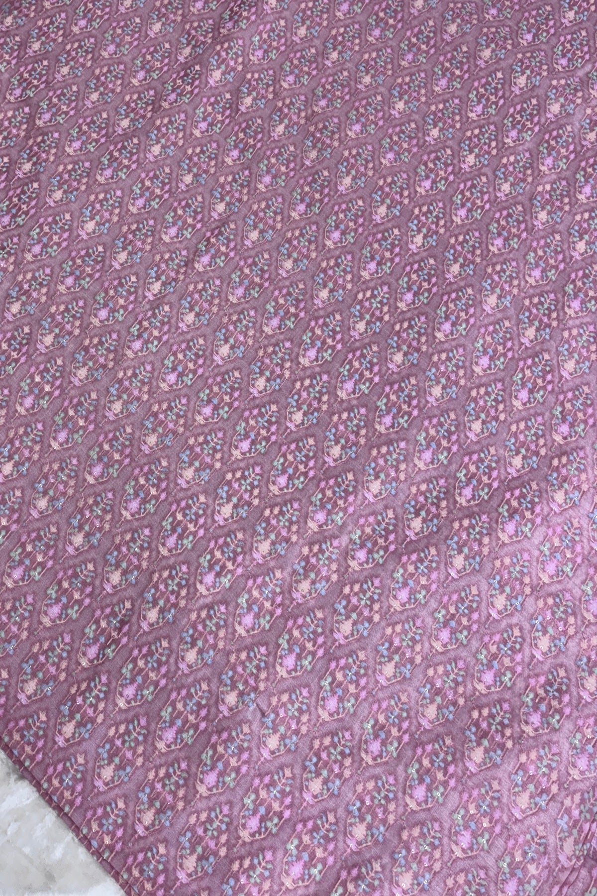 Soft Pink Mughal Motifs Embroidered & Highlighted With Sequins Rawsilk fabric