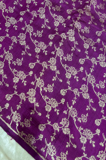 Bell Floral Jaal Banarasi Gold Zari Woven Pure Rawsilk Fabric