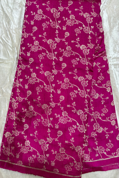 Bell Floral Jaal Banarasi Gold Zari Woven Pure Rawsilk Fabric