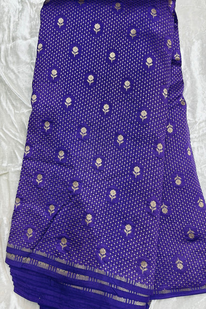 Floral Springs With Miniature Zari Woven Pure Banaras Silk Fabric