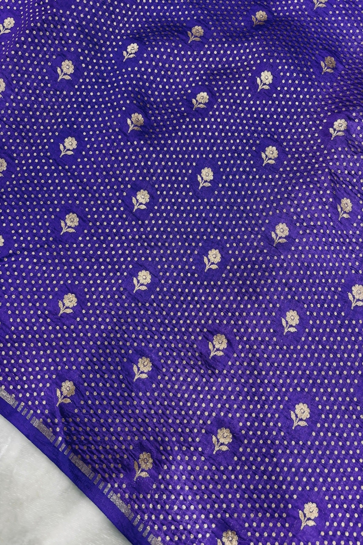 Floral Springs With Miniature Zari Woven Pure Banaras Silk Fabric