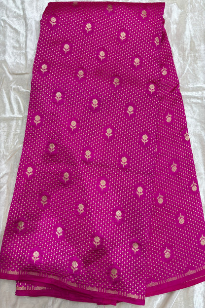 Floral Springs With Miniature Zari Woven Pure Banaras Silk Fabric