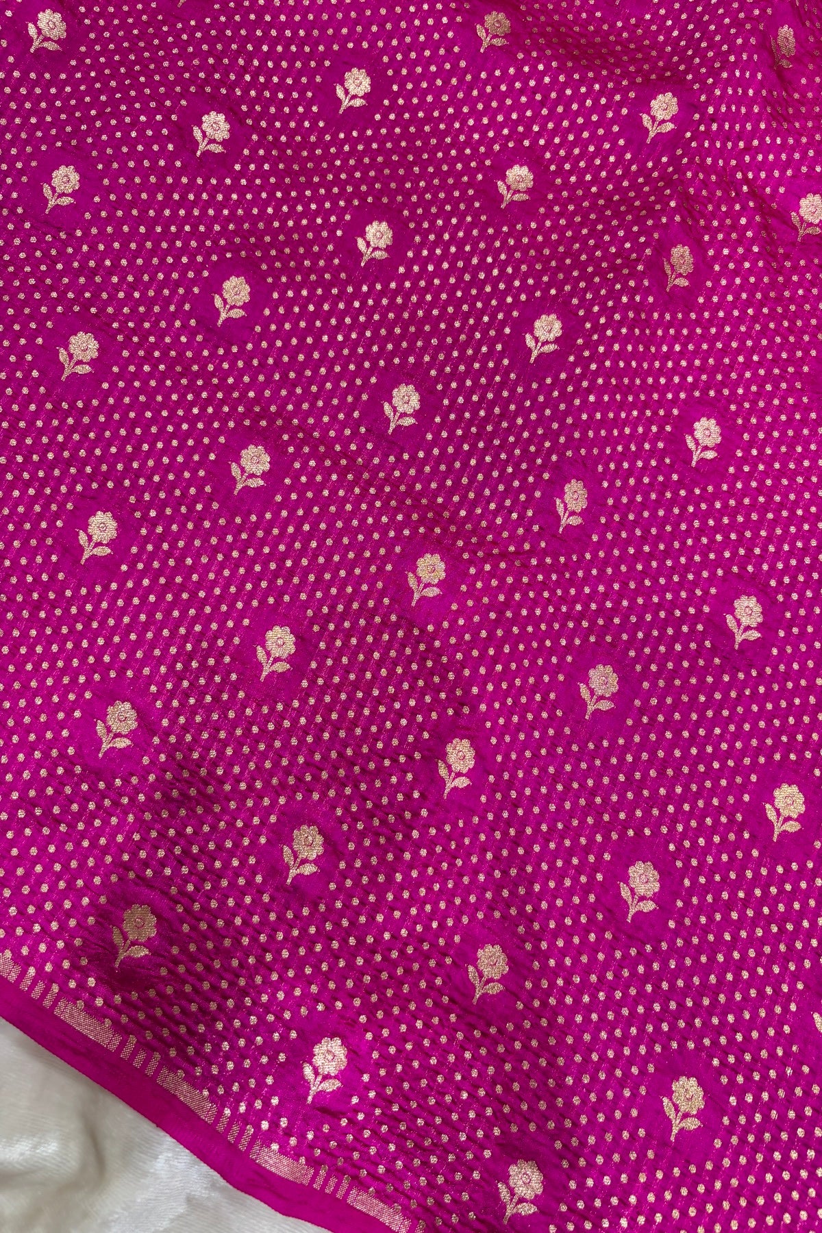 Floral Springs With Miniature Zari Woven Pure Banaras Silk Fabric