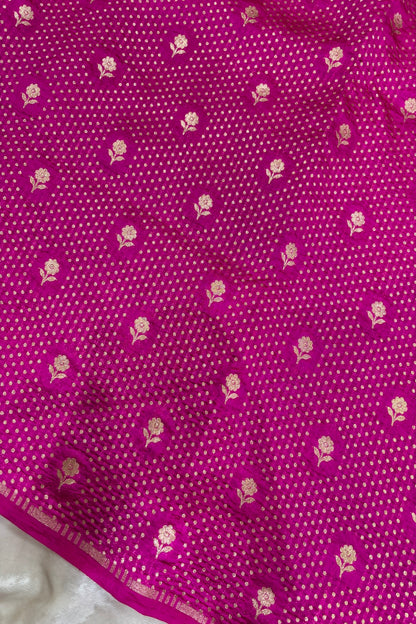 Floral Springs With Miniature Zari Woven Pure Banaras Silk Fabric