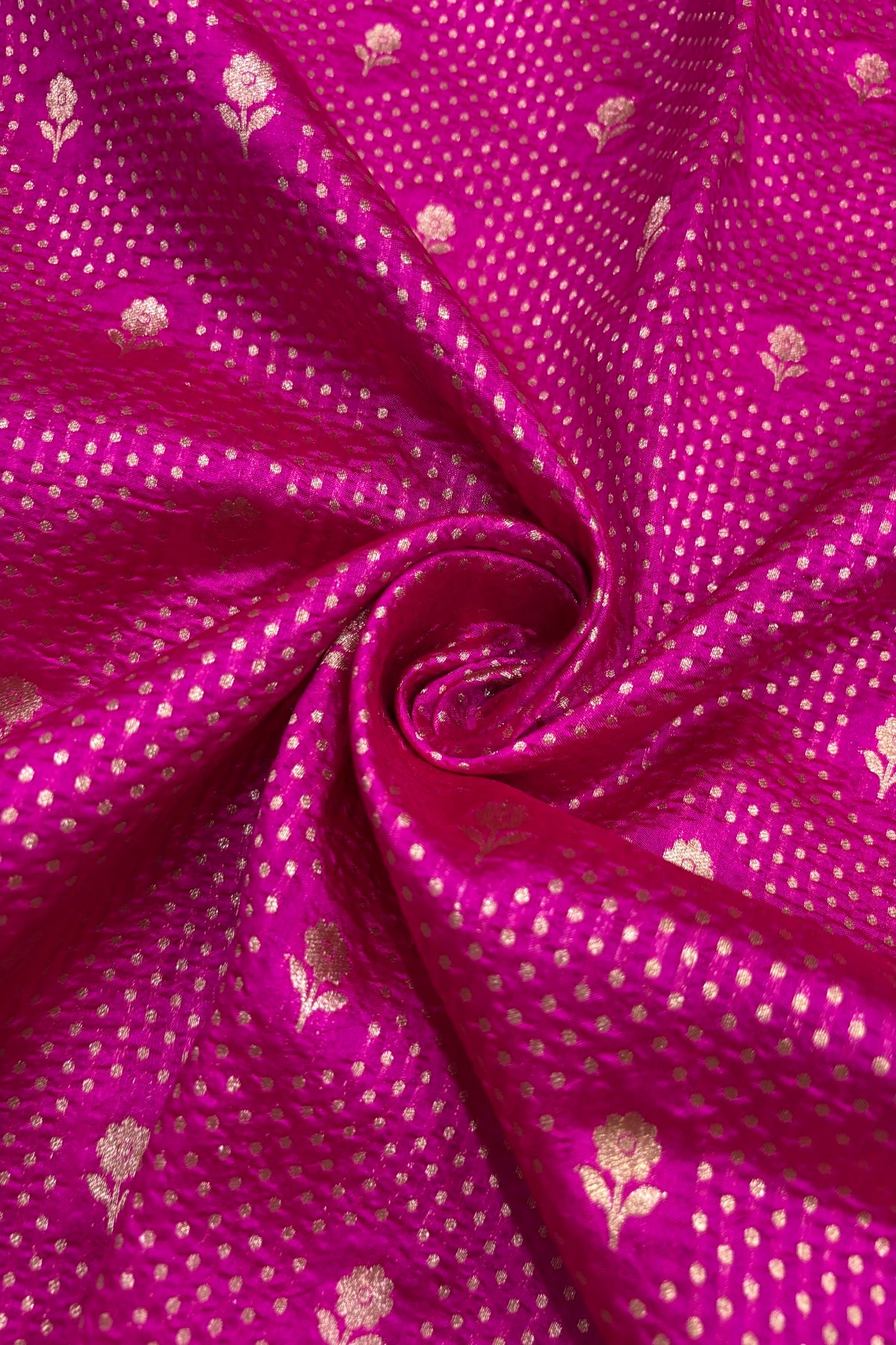 Floral Springs With Miniature Zari Woven Pure Banaras Silk Fabric