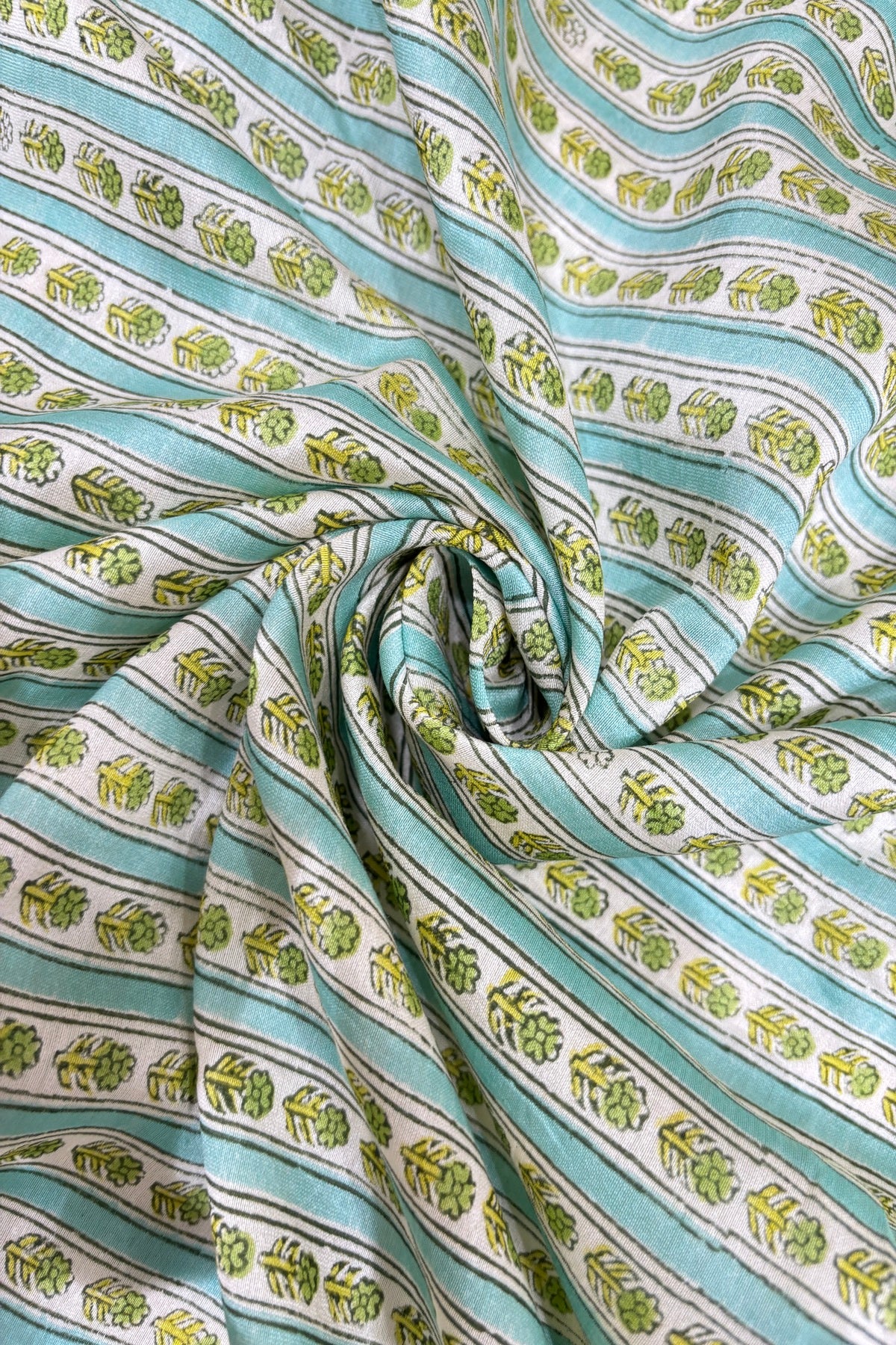 Formal Interspersed With Small Floral HandBlocked Printed Pure Mul Chanderi Fabric
