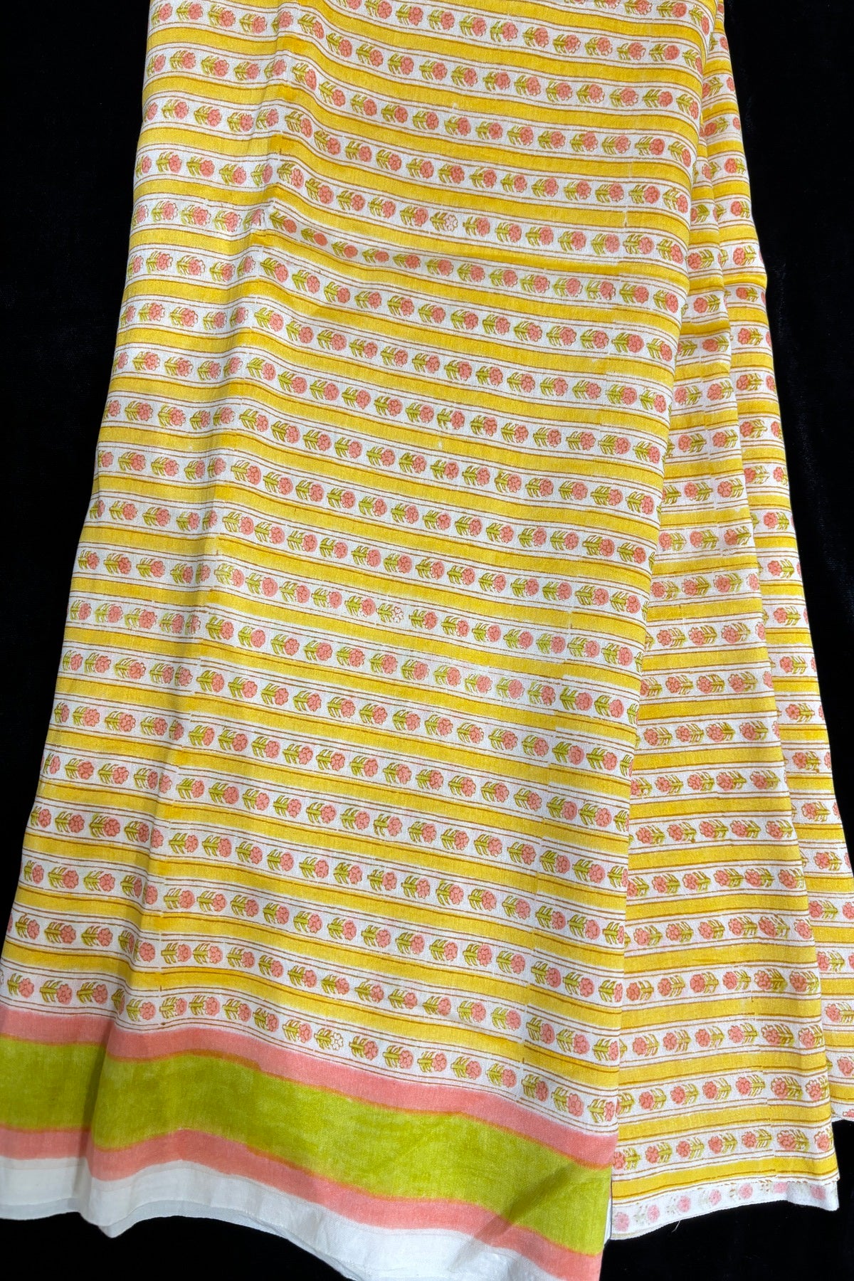 Formal Interspersed With Small Floral HandBlocked Printed Pure Mul Chanderi Fabric