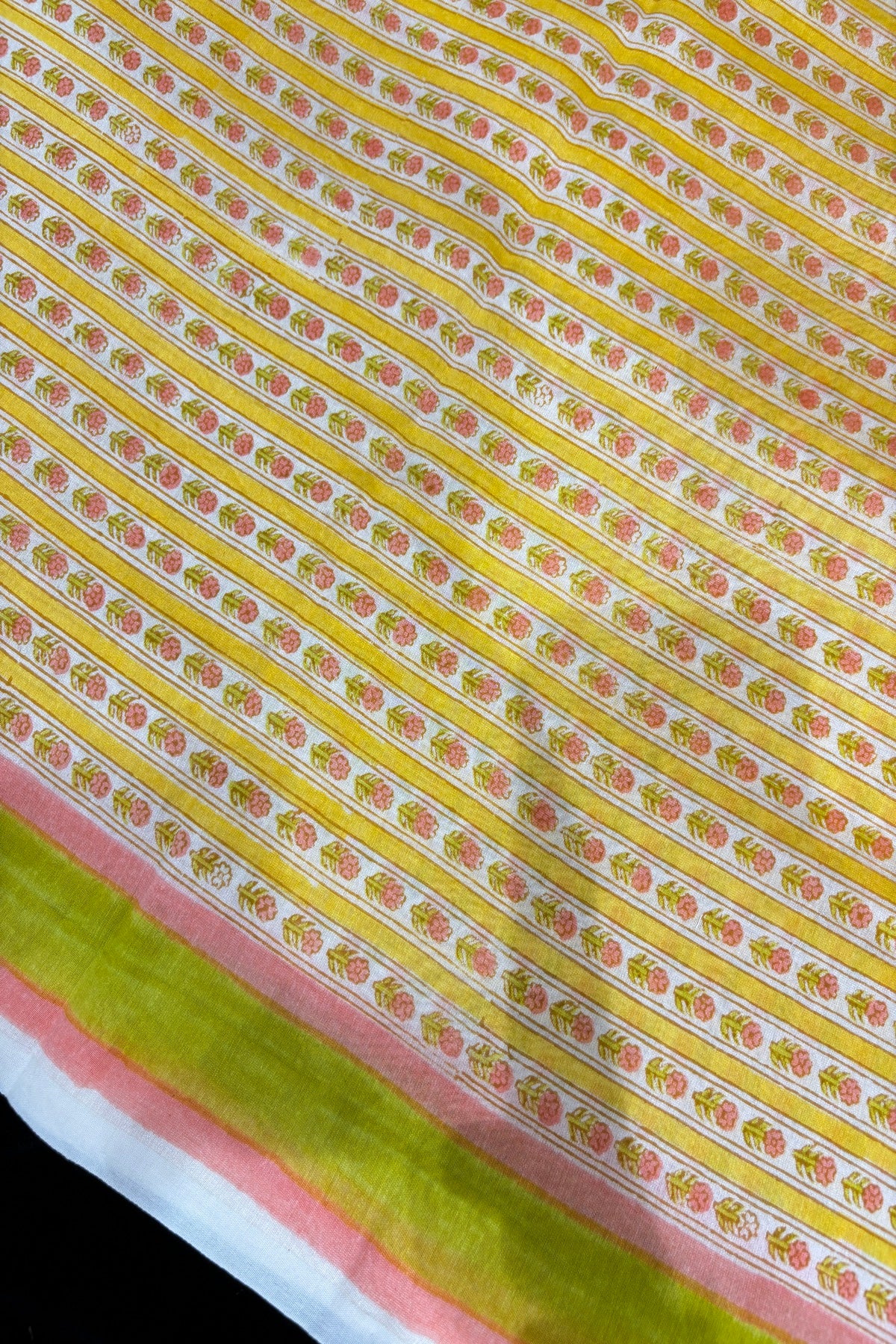 Formal Interspersed With Small Floral HandBlocked Printed Pure Mul Chanderi Fabric