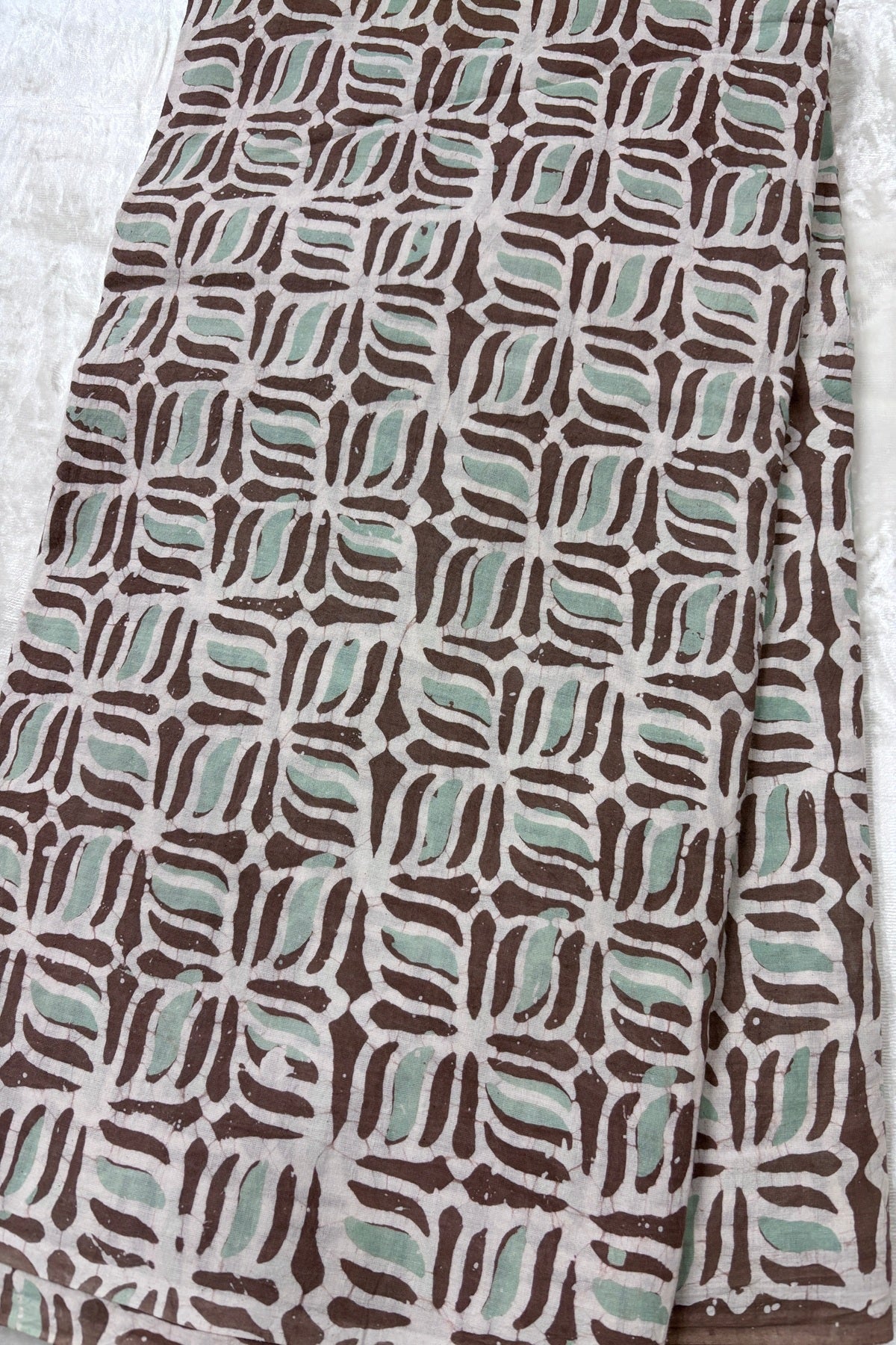 Geometric Patterned Hand Block Batik Printed Pure Cotton Fabric