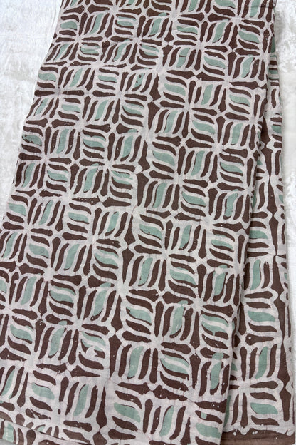 Geometric Patterned Hand Block Batik Printed Pure Cotton Fabric