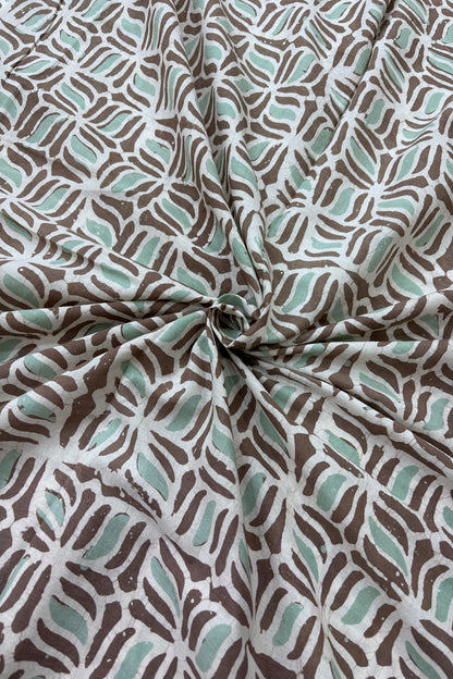 Geometric Patterned Hand Block Batik Printed Pure Cotton Fabric
