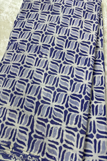 Geometric Patterned Hand Block Batik Printed Pure Cotton Fabric