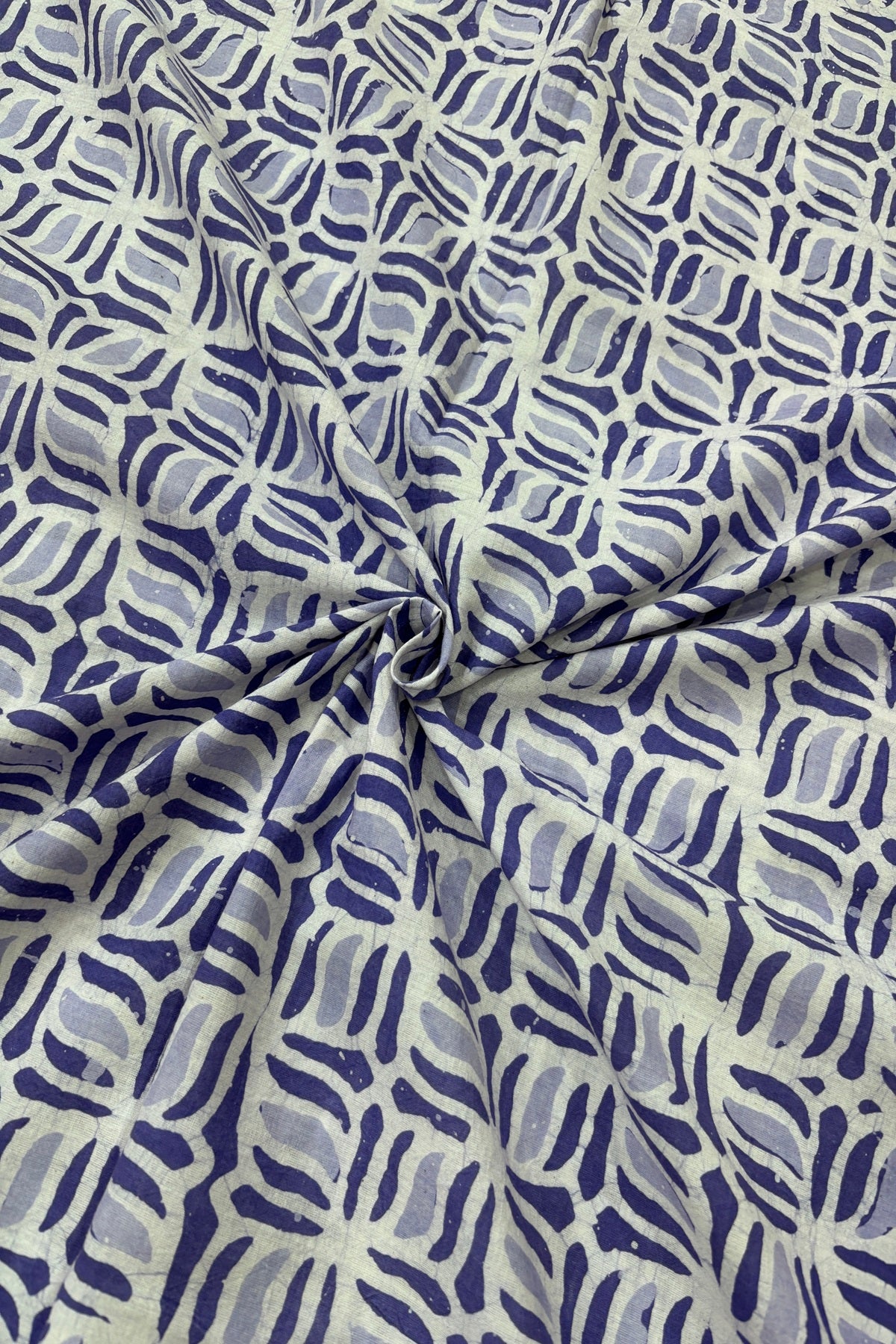 Geometric Patterned Hand Block Batik Printed Pure Cotton Fabric