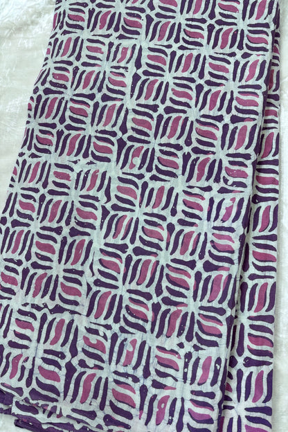 Geometric Patterned Hand Block Batik Printed Pure Cotton Fabric